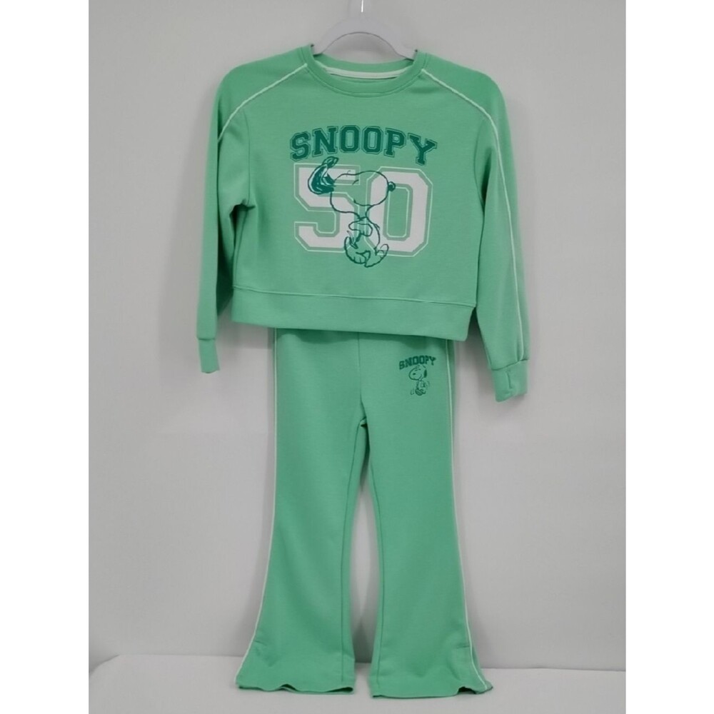 Peanuts Mint Green Snoopy Sweat Suit Set Sweatshirt Pants M 8